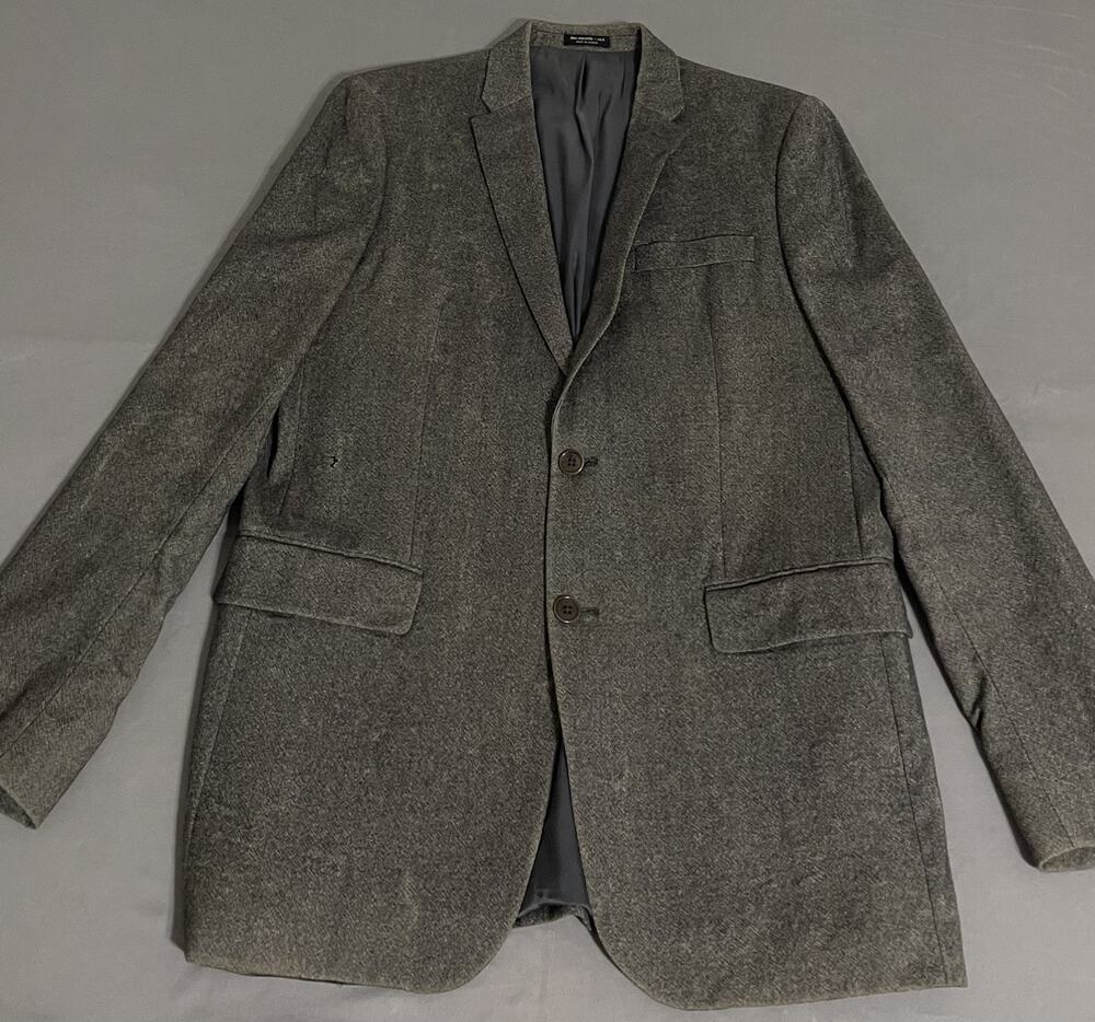 John Varvatos 42L Gray Wool Blazer Sport Coat Mens 2 Button Jacket Holes Flaws
